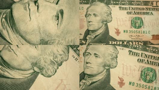 10美元纸币的正面美利坚合众国货币高清在线视频素材下载