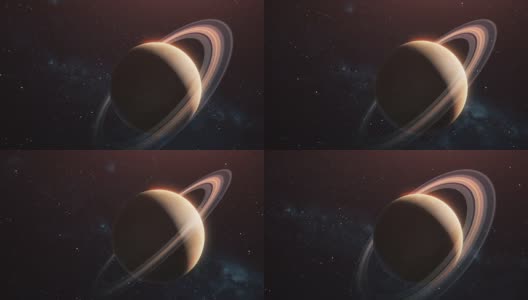 土星在外太空对抗恒星和银河系高清在线视频素材下载