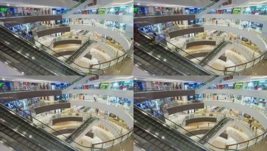 著名的青岛市拥挤的商场主厅时光流逝全景4k中国高清在线视频素材下载