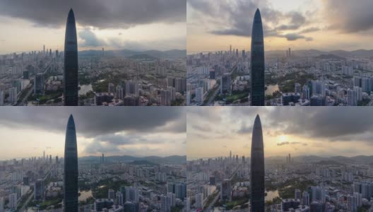 T/L HA WS Shenzhen KK100和城市天际线时间在黄昏高清在线视频素材下载
