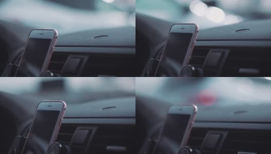 手机在汽车仪表盘上高清在线视频素材下载