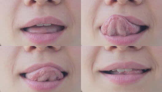 小女孩用舌头舔着嘴唇高清在线视频素材下载