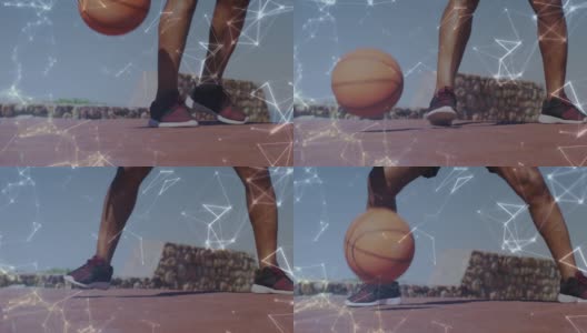 动画的星座在适合的非洲裔美国老人打篮球的低部分高清在线视频素材下载