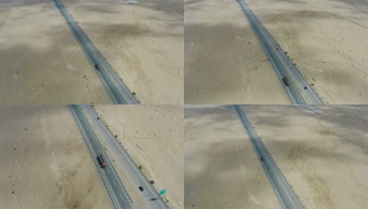 戈壁沙漠公路鸟瞰图高清在线视频素材下载