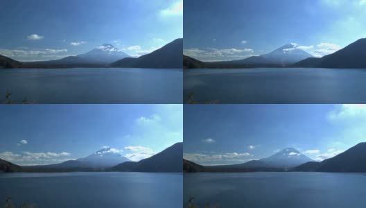 日本山梨县元津湖和富士山的秋季景观高清在线视频素材下载