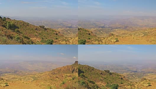 埃塞俄比亚平原和东非塞门山脉高地的全景。高清在线视频素材下载