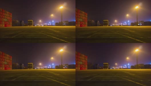 夜光照亮深圳城市工作交通口岸工业全景，4k时间流逝中国高清在线视频素材下载