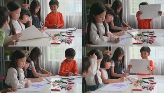 艺术教育班的一群亚洲孩子高清在线视频素材下载