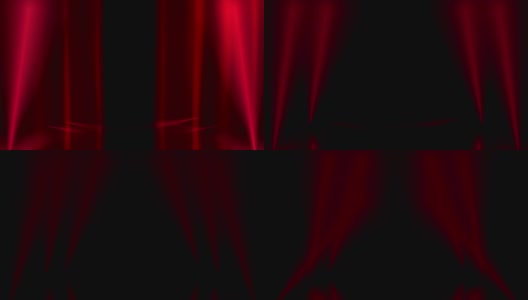 讲台，道路，基座，舞台或平台，由红色的风景灯聚光灯从底部和开放的舞台窗帘照明。高清在线视频素材下载