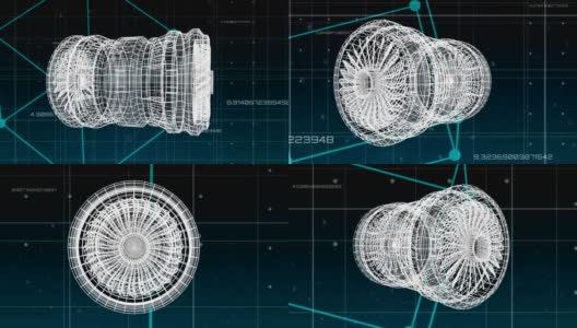 数字三维模型的一个飞机涡轮高清在线视频素材下载