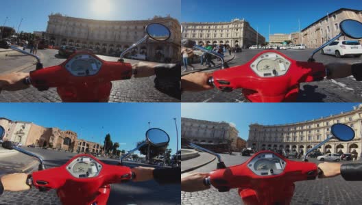 骑摩托车:在罗马市中心骑摩托车高清在线视频素材下载