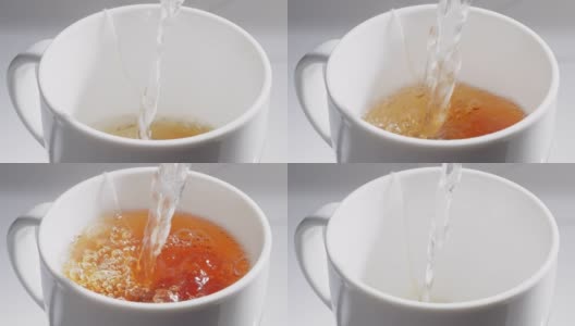 将热水倒入一杯茶中高清在线视频素材下载