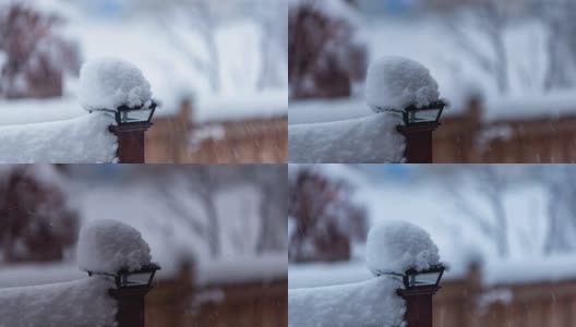 后院下雪的时间流逝高清在线视频素材下载