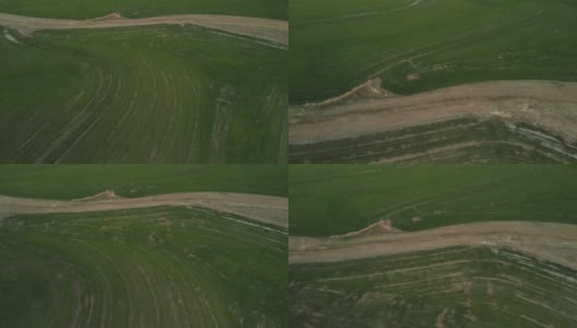 早春风暴油田和中西部农业的鸟瞰图4K视频高清在线视频素材下载