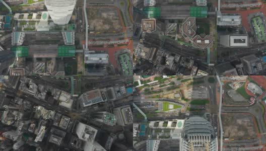 阳光明媚的香港市中心最高的建筑交通海湾街区空中全景4k高清在线视频素材下载