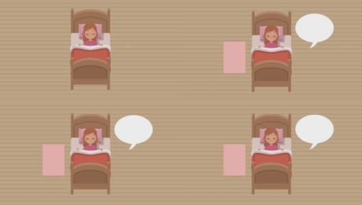 小女孩在床上睡觉的动画高清在线视频素材下载