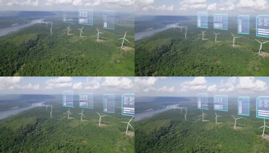 风力发电的清洁能源的鸟瞰图。高清在线视频素材下载