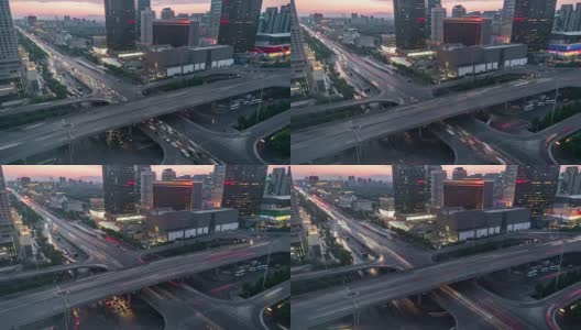 T/L ZI日夜高峰交通螺旋/北京，中国高清在线视频素材下载