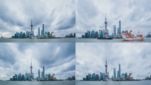 时光流逝——上海黄昏天际线(放大)高清在线视频素材下载