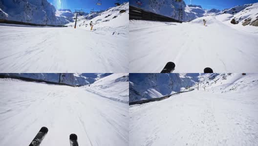 高山滑雪，POV高清在线视频素材下载
