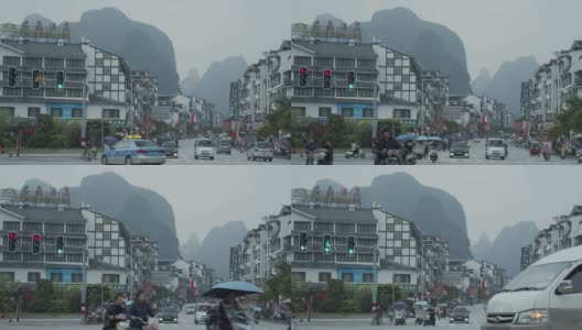 中国小镇交通繁忙高清在线视频素材下载