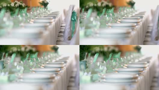 为婚宴装饰的桌子高清在线视频素材下载