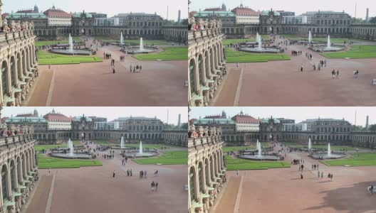 德累斯顿茨温格宫洛可可风格，德国皇家宫廷场所。美丽的欧洲，文化和风景。旅游观光，游客观赏德国地标。世界旅行，西欧旅行城市景观，户外拍摄高清在线视频素材下载