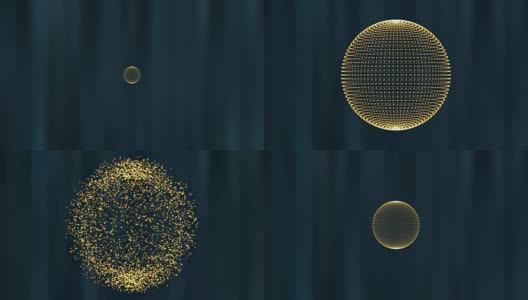 三维球体形状的粒子运动高清在线视频素材下载
