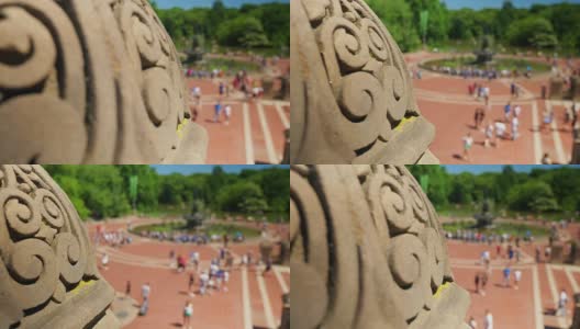 慢镜头拍摄中央公园的贝塞斯达喷泉高清在线视频素材下载