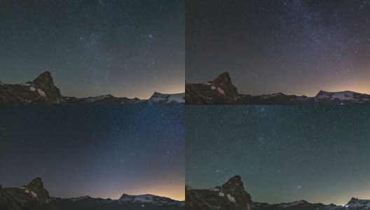 马特洪峰的星空，时间流逝高清在线视频素材下载