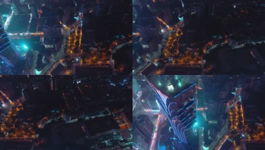 夜光澳门城湾市中心著名酒店高空俯视4k中国全景高清在线视频素材下载