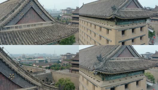 航拍古城墙，西安，陕西，中国高清在线视频素材下载