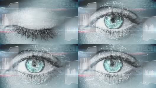 数字接口与数据处理与人眼近距离观察高清在线视频素材下载