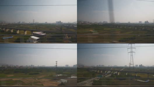 晴天成都到广州火车公路旅行工业景观侧窗pov全景4k中国高清在线视频素材下载