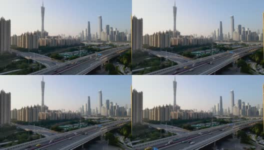 广州高架桥鸟瞰图高清在线视频素材下载