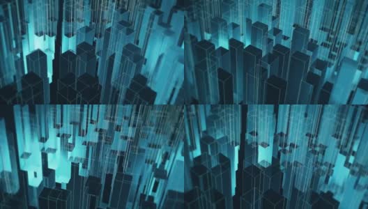 抽象深蓝色线框建筑几何企业背景动画高清在线视频素材下载