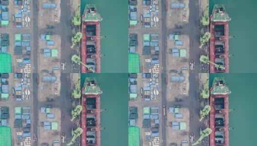T/L PAN无人机在港口的货船视角高清在线视频素材下载