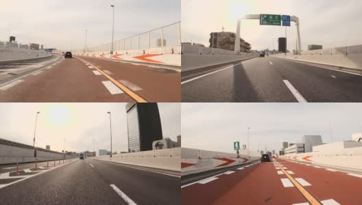 在高速公路上开车。车辆POV通过城市高速公路高清在线视频素材下载