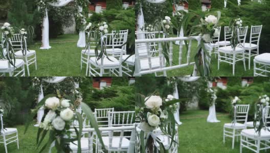 婚礼拱门与鲜花在大自然高清在线视频素材下载