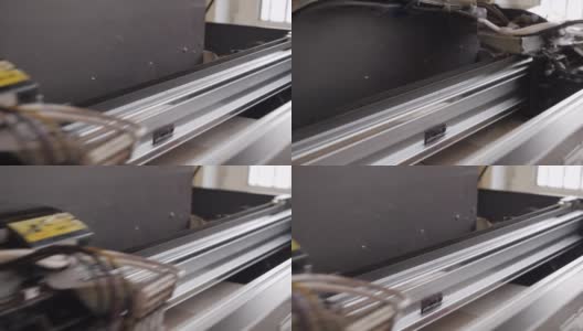 一台老式工业打印机在织物上打印图案高清在线视频素材下载