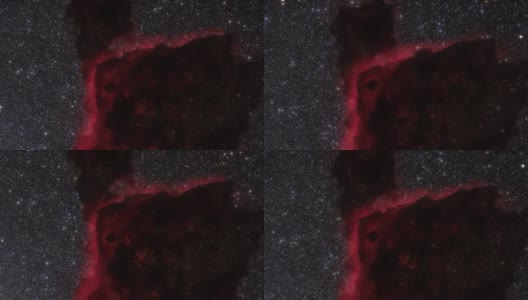 以光速穿越太空中红色星云的宇宙飞船。三维动画高清在线视频素材下载
