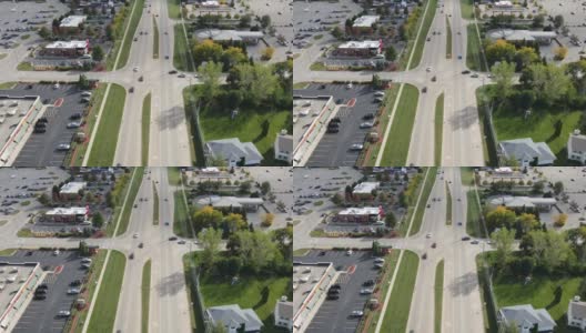 美国郊区交通，十字路口，空中延时4k高清在线视频素材下载
