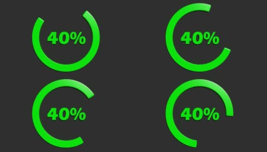 绿色40%转弯圆标志黑色背景- 3D渲染视频剪辑动画高清在线视频素材下载