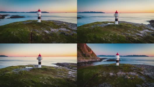 挪威罗浮敦群岛灯塔的航拍-安多亚高清在线视频素材下载