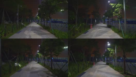 夜间时间深圳著名邮轮码头前公园步行4k中国全景高清在线视频素材下载