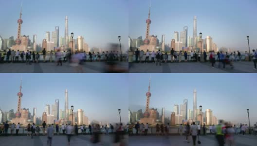 上海商圈人天际线时光流逝高清在线视频素材下载