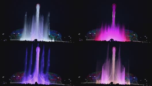 美丽的音乐灯光喷泉。在索契唱歌的喷泉。高清在线视频素材下载