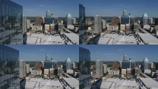 从镜像窗户摩天楼奥斯汀德克萨斯无人机天际线城市景观高清在线视频素材下载