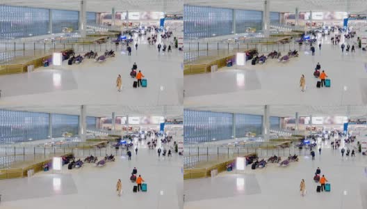 旅客拥挤在机场出发大厅高清在线视频素材下载