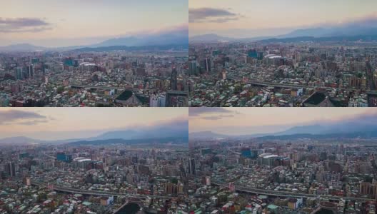 日落天空台北城市景观航空全景4k时间间隔台湾高清在线视频素材下载